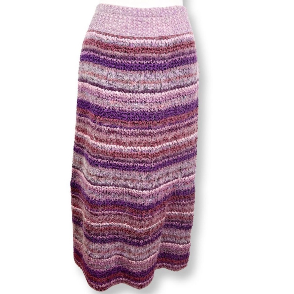 Vintage 1980s Vivanti Purple Wool Blend Knit Skirt